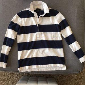 J Crew rugby shirt. Size XXS. Blue and white NWT